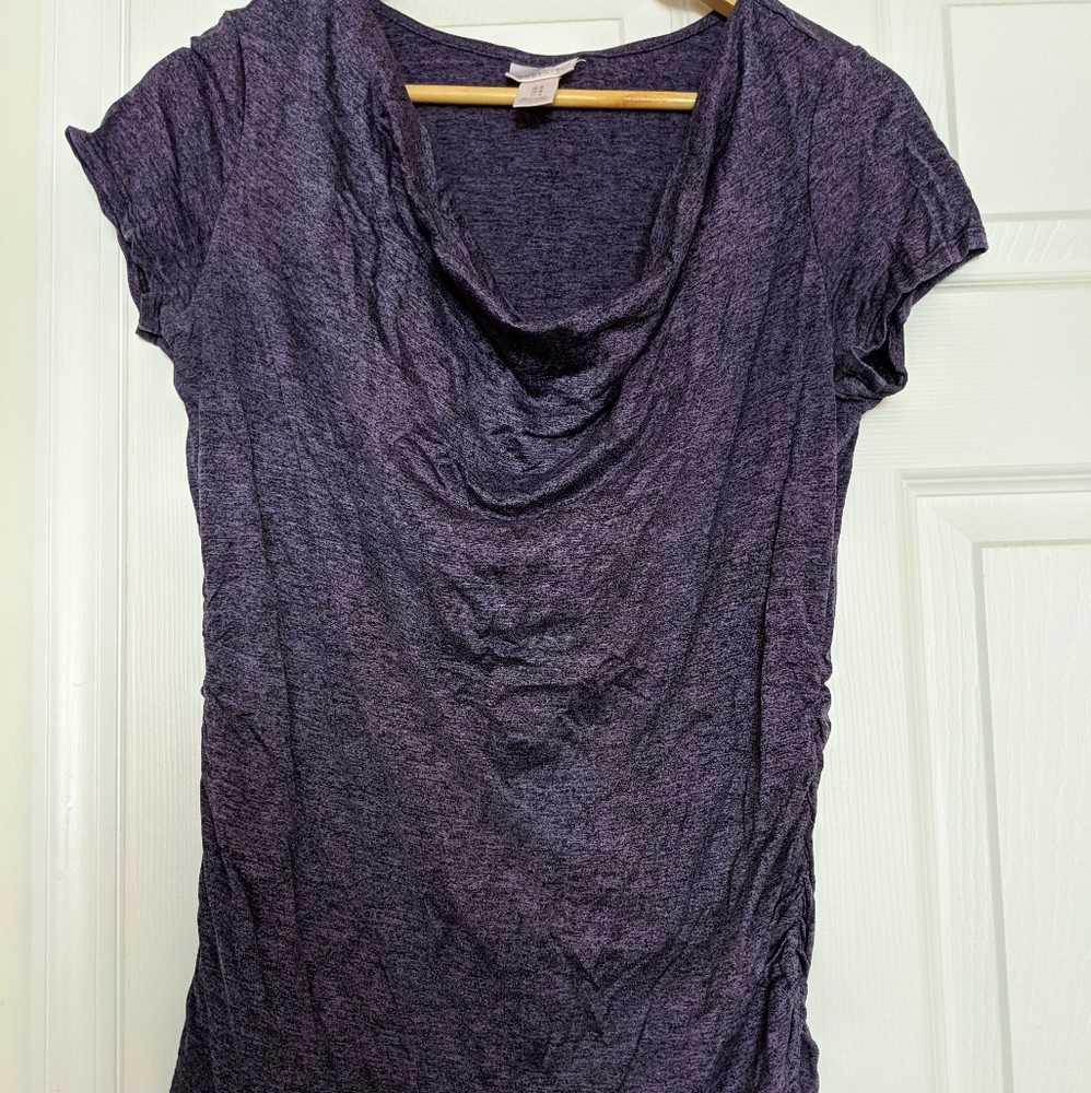 Short sleeved maternity cowl neck